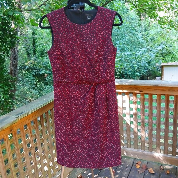 Ann Taylor Dresses & Skirts - Ann Taylor Reds on Black Polka Dot Sleeveless Day/Night Sheath Dress Sz 2